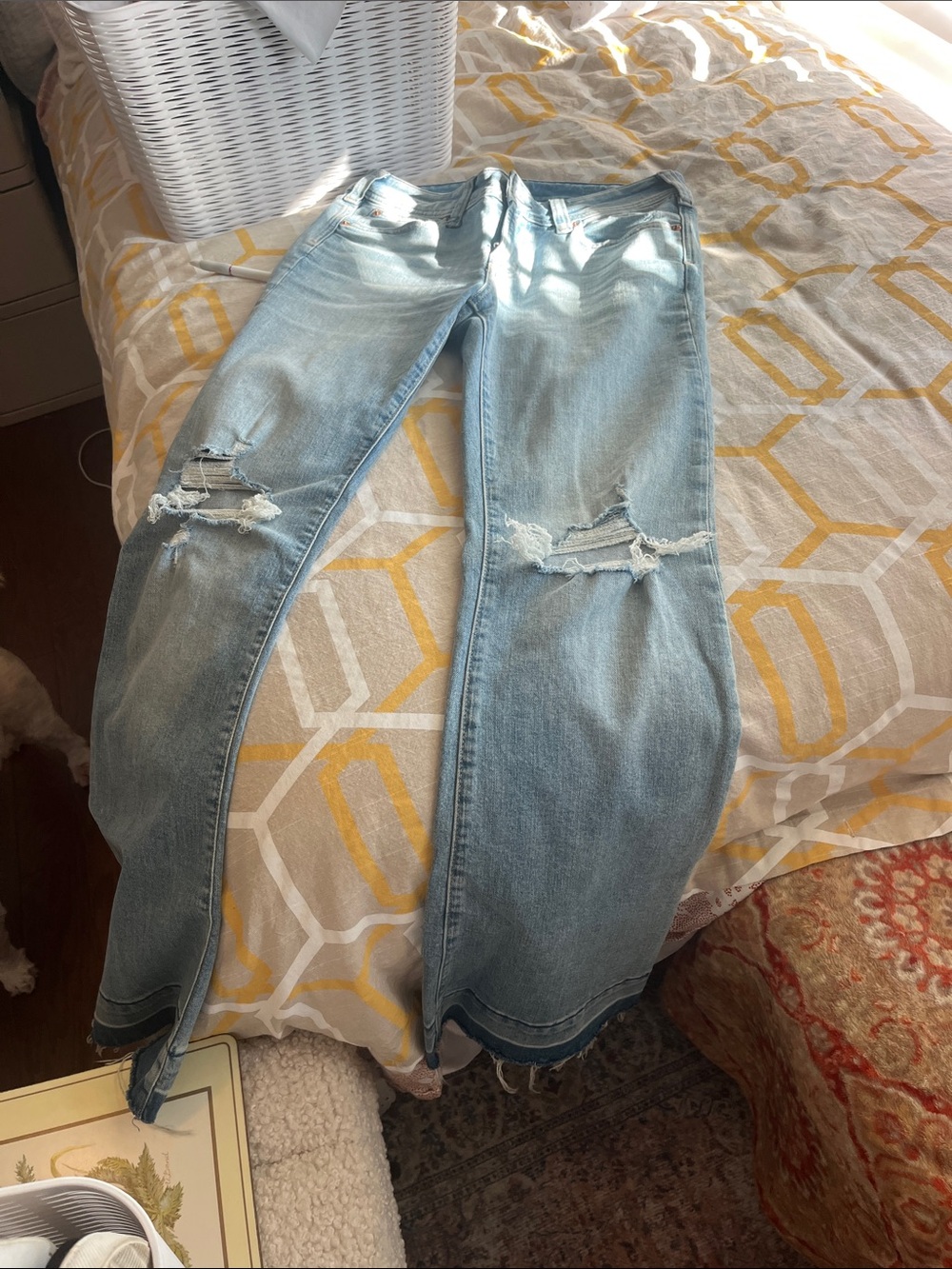 GAP Light Blue Distressed Wide-Leg Jeans